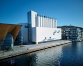 A former grain silo repurposed as an art gallery in Kristiansand